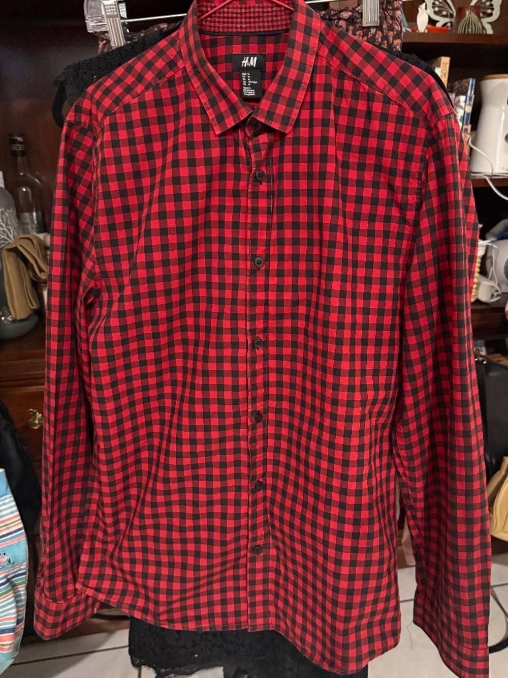 H&M MEN'S L/S MEDIUM CHECKED SHIRT